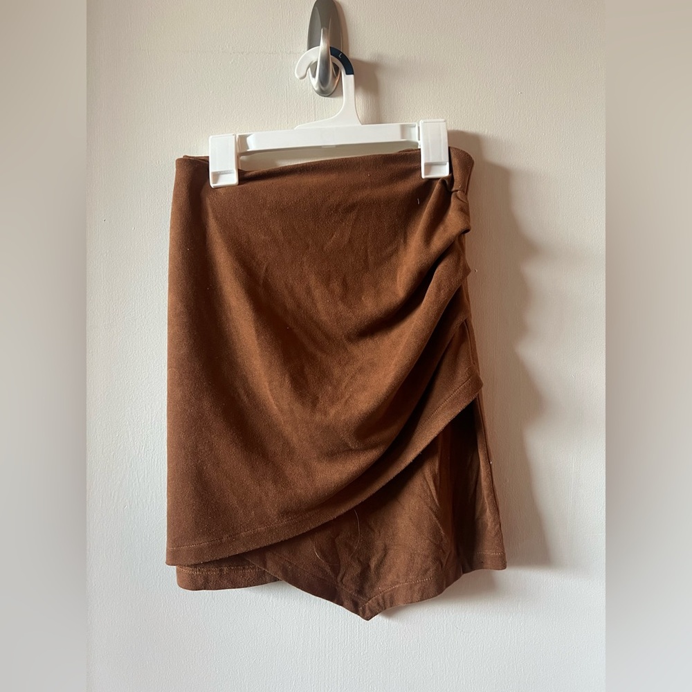 Ruched Faux Suede skirt